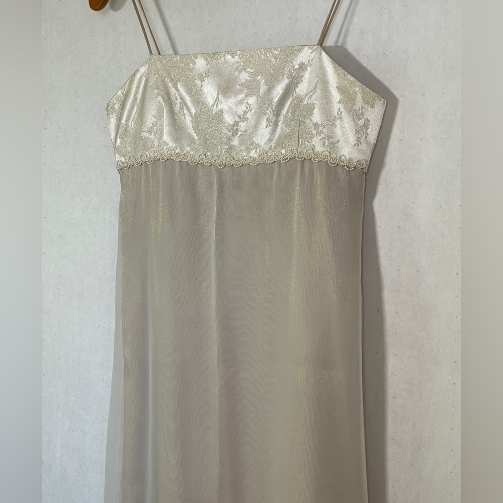 Elegant Ecru Spaghetti Strap Maxi Dress, Size 6